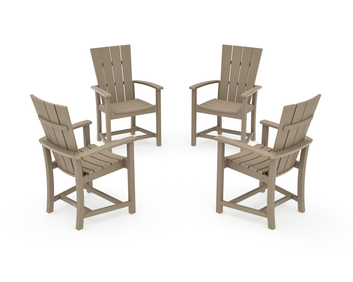 POLYWOOD Quattro 4-Piece Upright Adirondack Conversation Set in Vintage Sahara