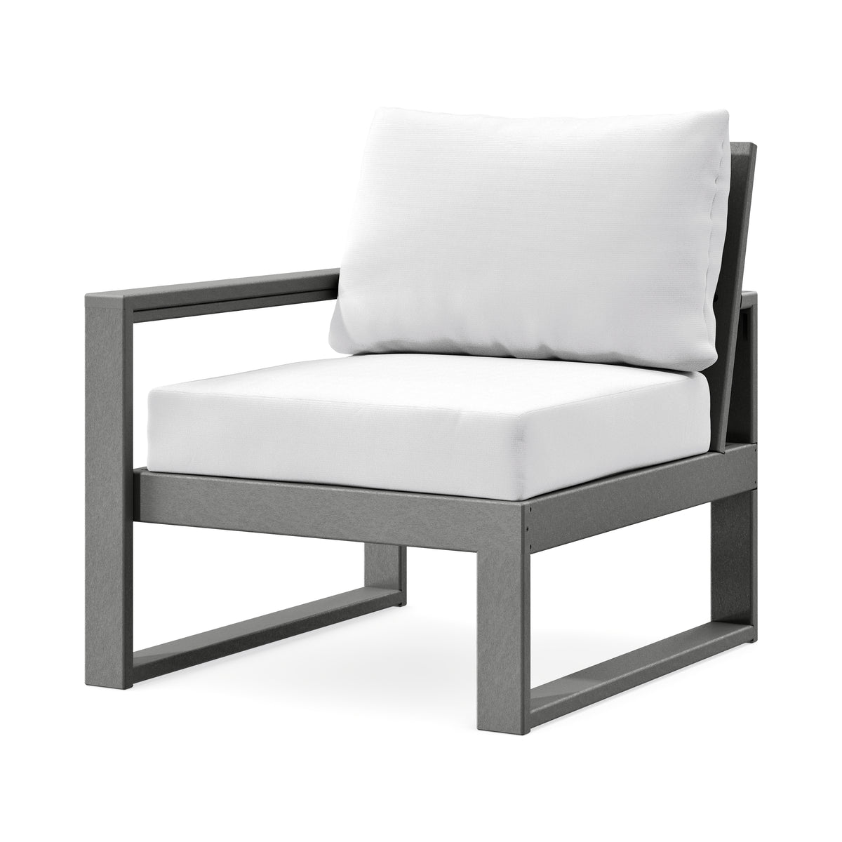 POLYWOOD EDGE Modular Left Arm Chair in Slate Grey / Natural