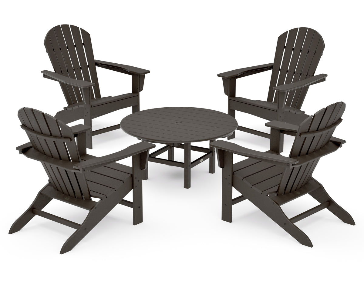 POLYWOOD South Beach 5-Piece Conversation Group in Vintage Coffee