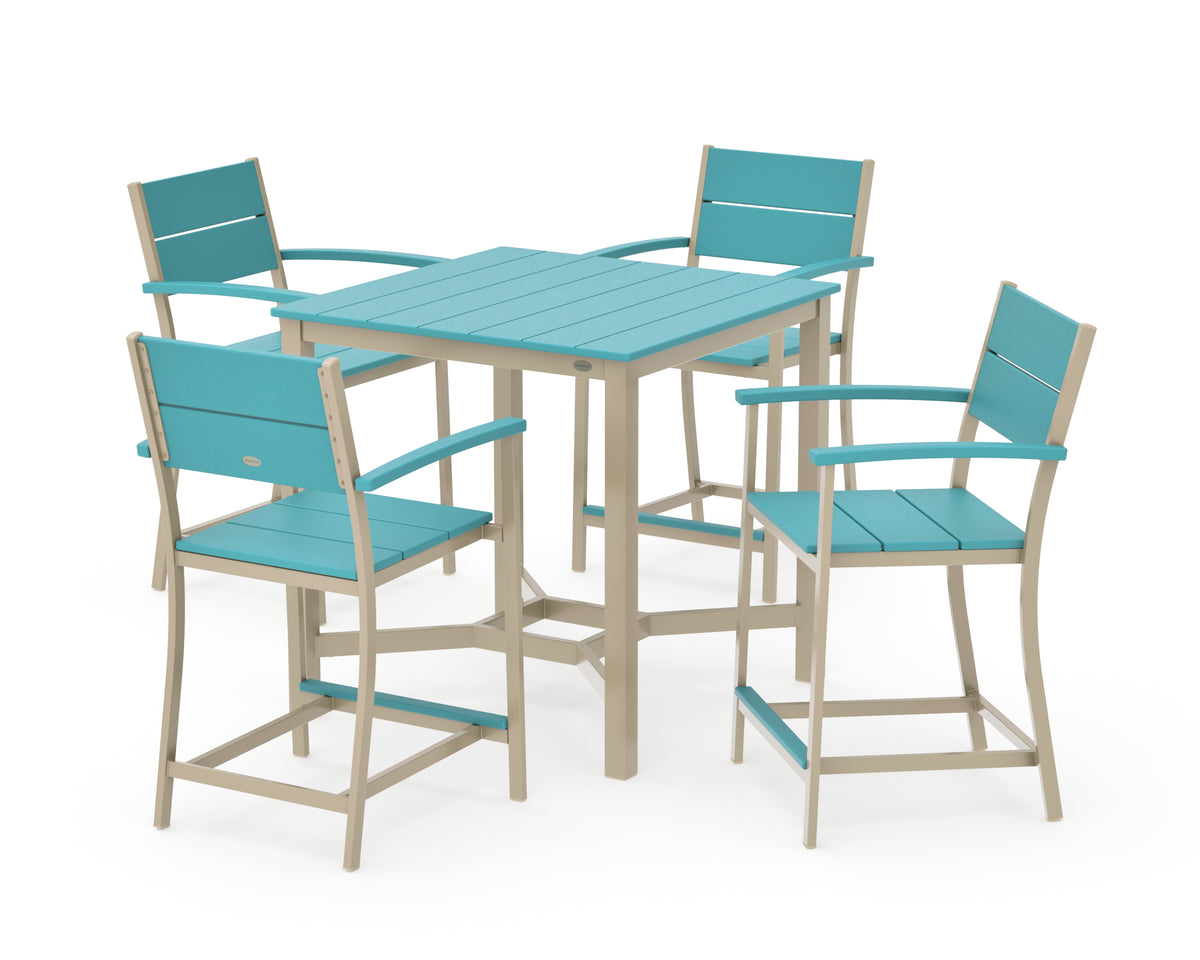 POLYWOOD Main Street 5-Piece Counter Set in Sand / Aruba