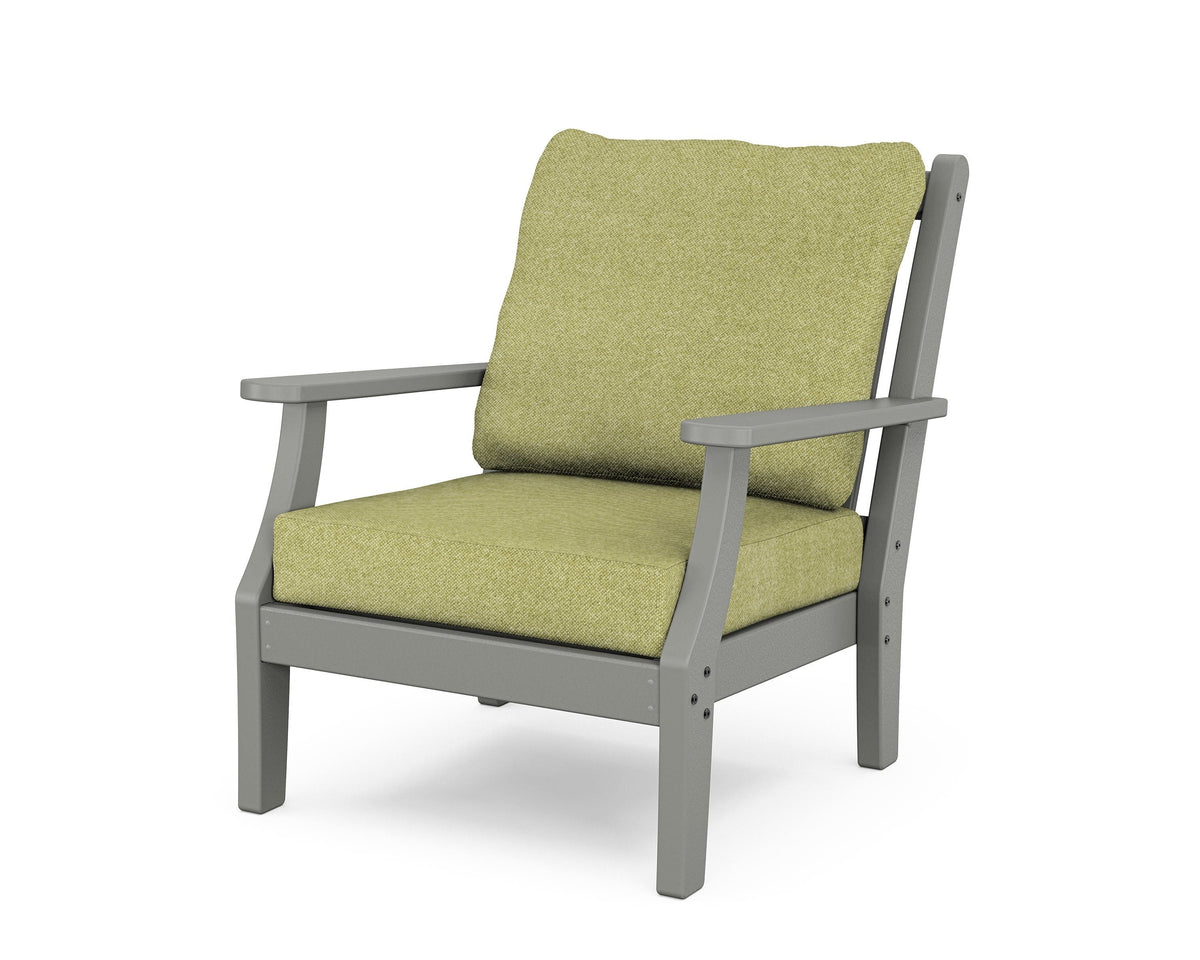 POLYWOOD Wovendale Deep Seating Chair in Slate Grey / Chartreuse Boucle