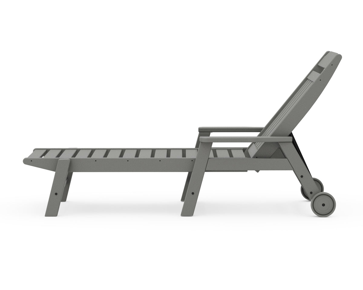 POLYWOOD Cottage Chaise with Arms and Wheels angle view