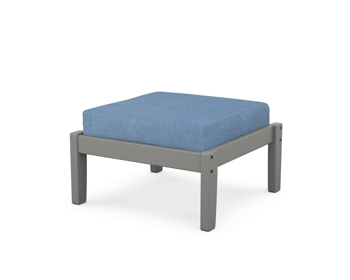 POLYWOOD Deep Seating Ottoman in Slate Grey / Sky Blue