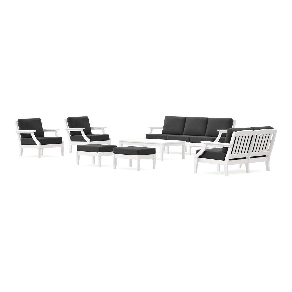 POLYWOOD PW Designer Series Estate 7-Piece Lounge Sofa Set in Vintage White / Spectrum Carbon