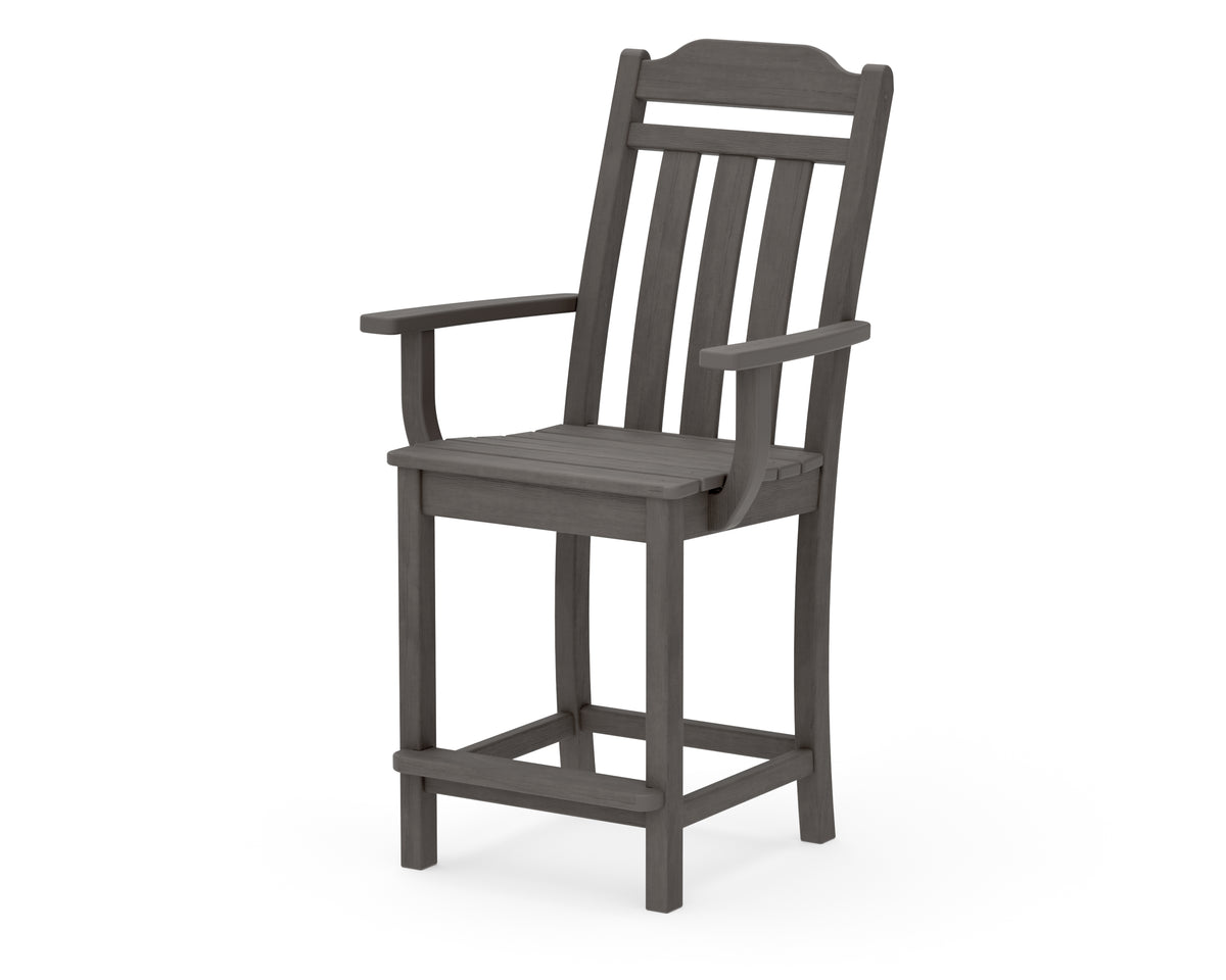 POLYWOOD Cottage Counter Arm Chair in Driftwood