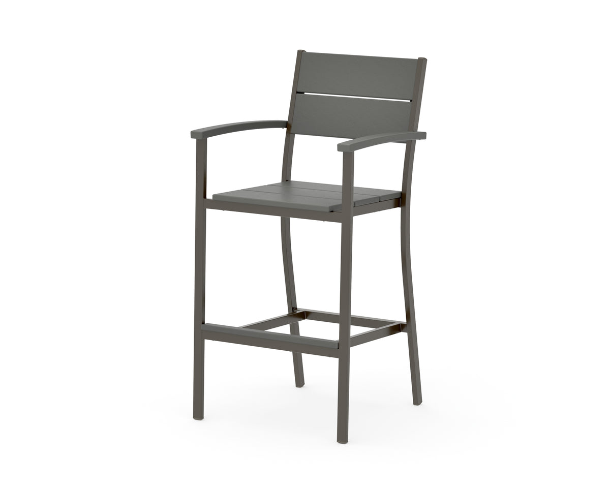 POLYWOOD Main Street Bar Arm Chair in Bronze / Slate Grey