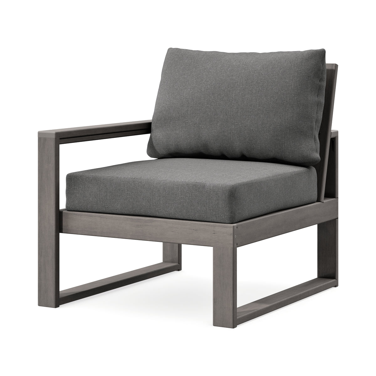 POLYWOOD EDGE Modular Left Arm Chair in Driftwood / Ash Charcoal