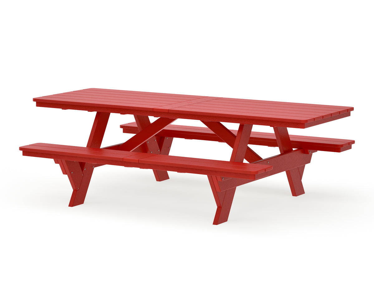 POLYWOOD Rockford 98” ADA Picnic Table in Sunset Red