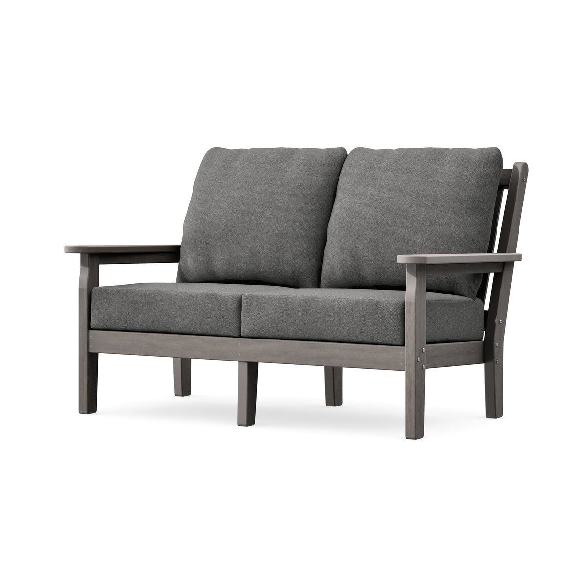 POLYWOOD Chippendale Deep Seating Loveseat in Driftwood / Ash Charcoal
