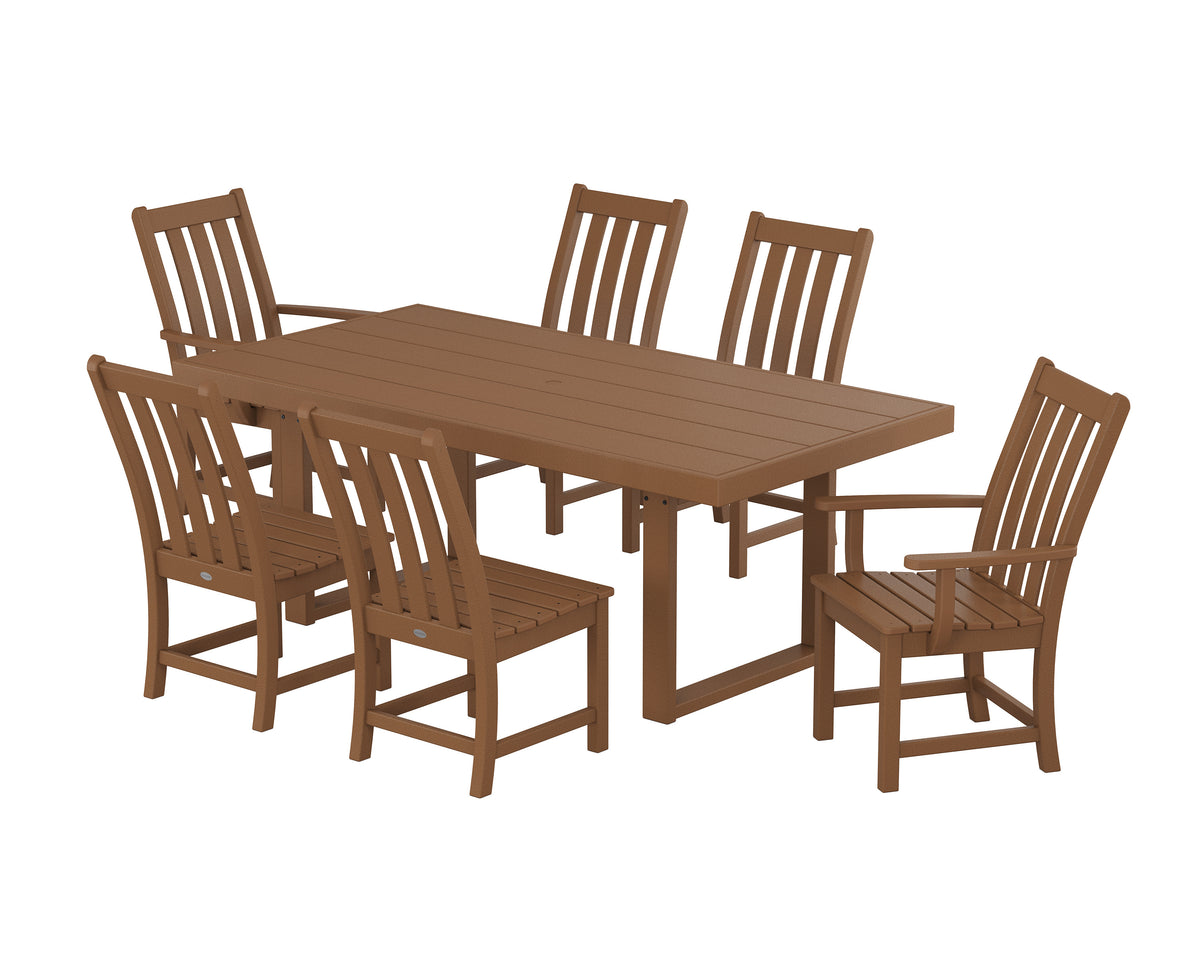 POLYWOOD Vineyard 7-Piece Dining Set - 39" x 78" Table in Teak