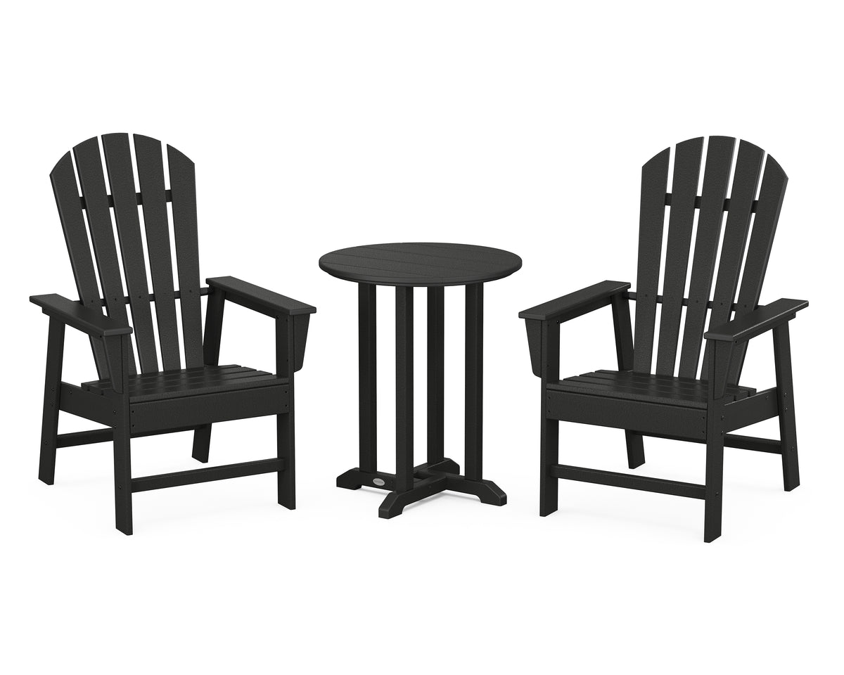 POLYWOOD South Beach 3-Piece Round Farmhouse Bistro Dining Set in Black