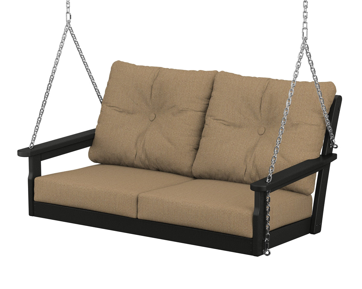 POLYWOOD Vineyard Deep Seating Swing in Black / Sesame