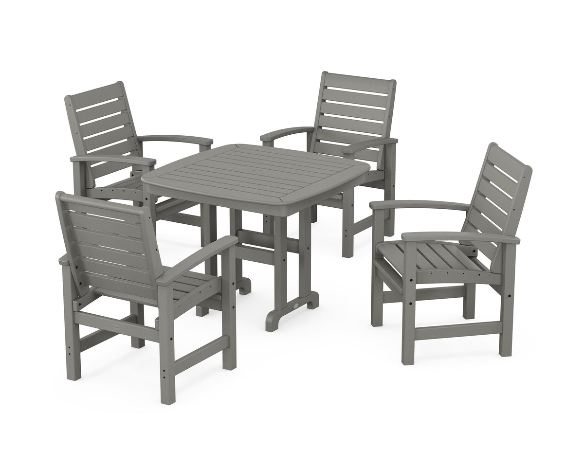 POLYWOOD Signature 5-Piece Dining Set - 37" Table in Slate Grey