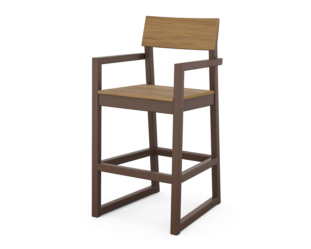 POLYWOOD EDGE Bar Arm Chair in Mahogany / Natural