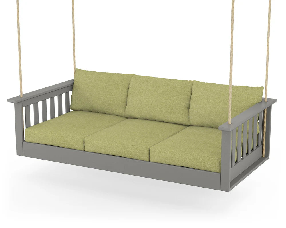 POLYWOOD Vineyard Daybed Swing in Slate Grey / Chartreuse Boucle