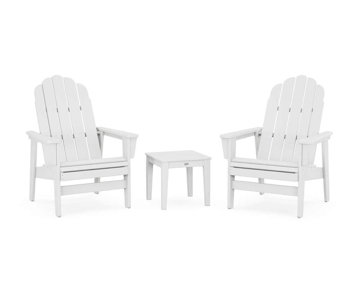 POLYWOOD 3-Piece Vineyard Grand Upright Adirondack Set in White