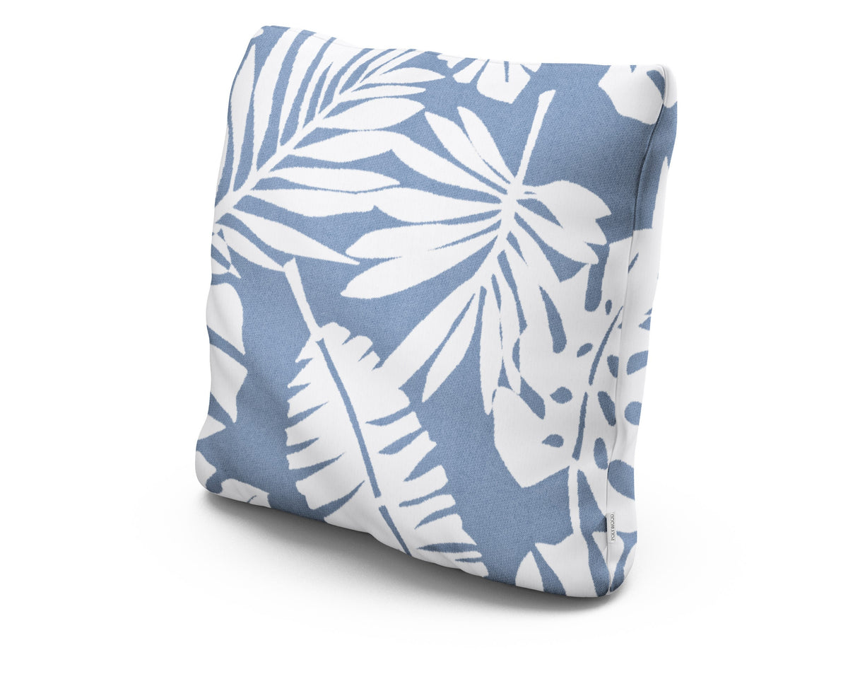 POLYWOOD 22" Outdoor Throw Pillow in Leaf Sky Blue