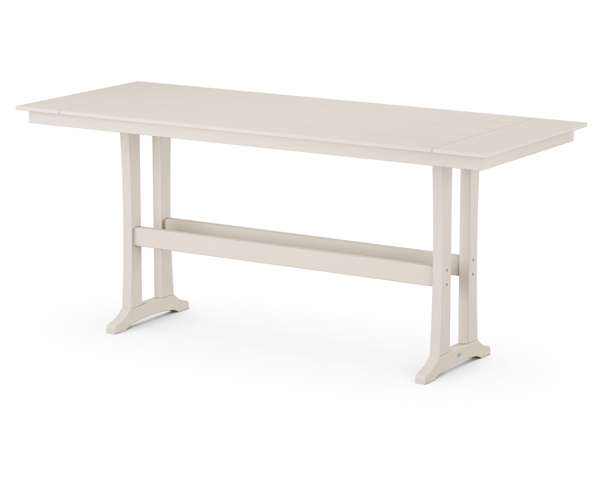 POLYWOOD Farmhouse Trestle 38" x 96" Bar Table in Sand