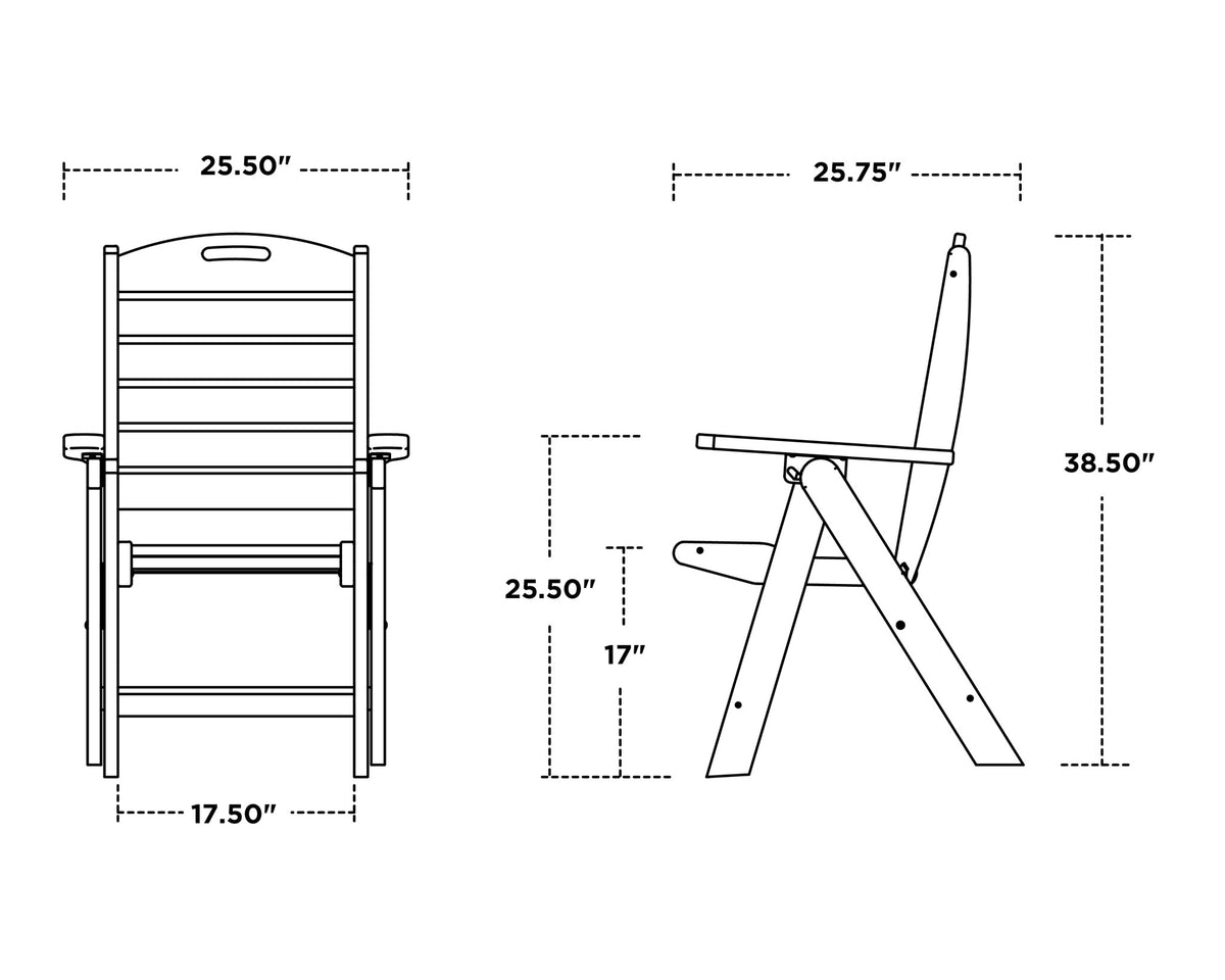 POLYWOOD Nautical Folding Highback Chair dimensions