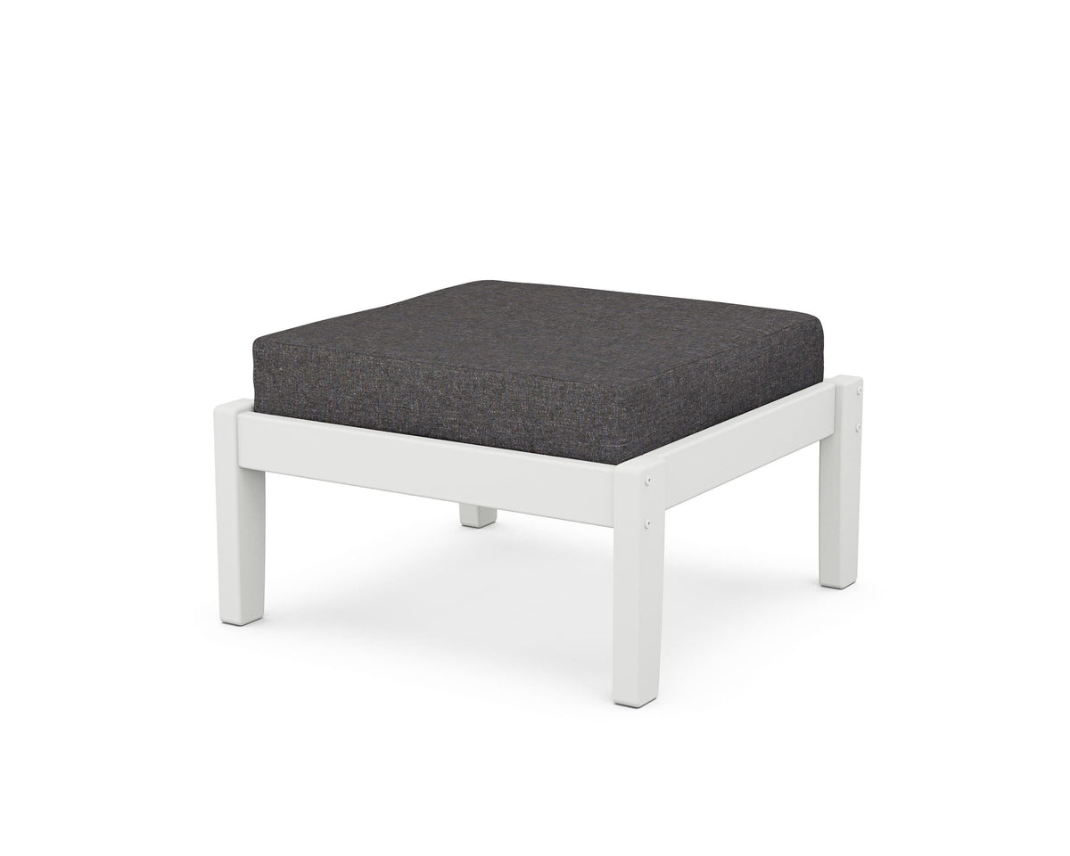 POLYWOOD Deep Seating Ottoman in White / Ash Charcoal
