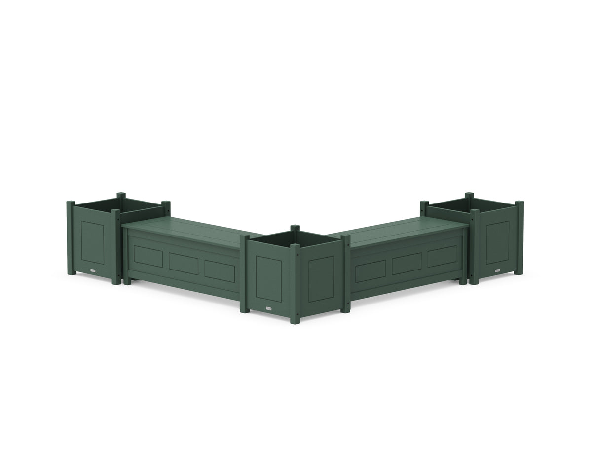 POLYWOOD 48" Country Living L-Shaped Planter Storage Bench Corner Set - Large in Green