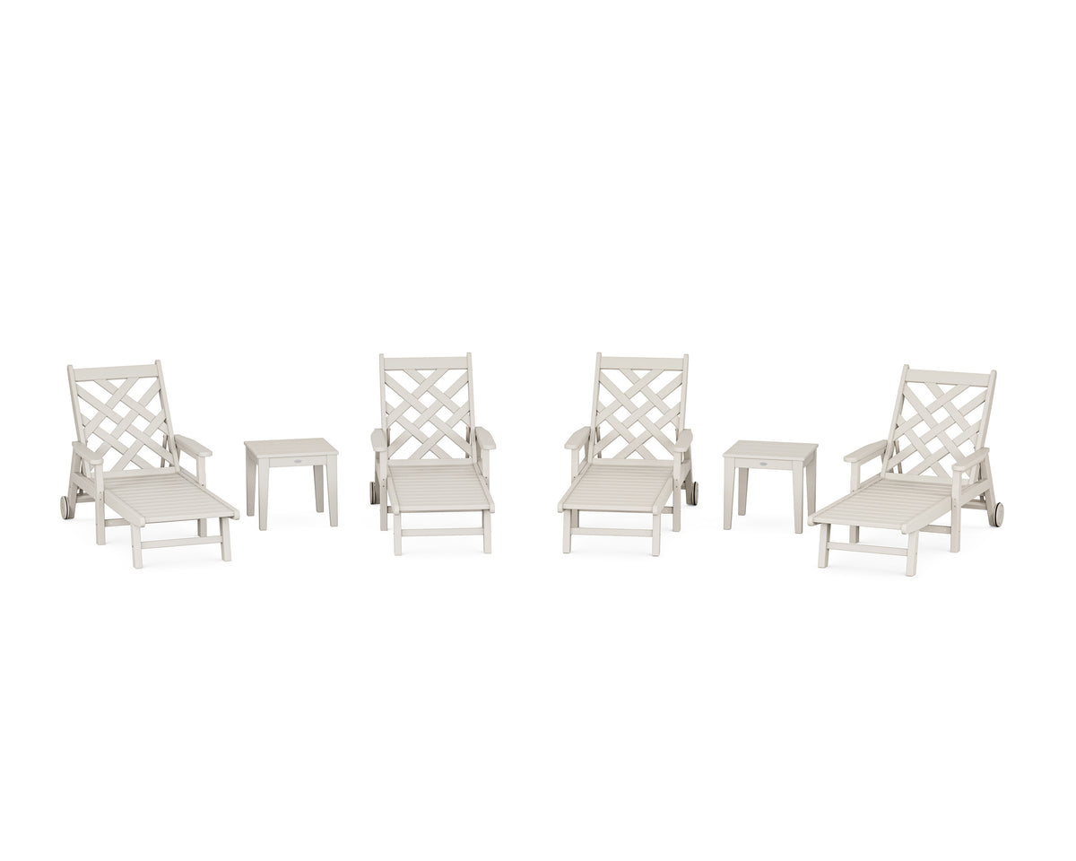 POLYWOOD Wovendale 6-Piece Chaise Set with Arms and Wheels in Sand