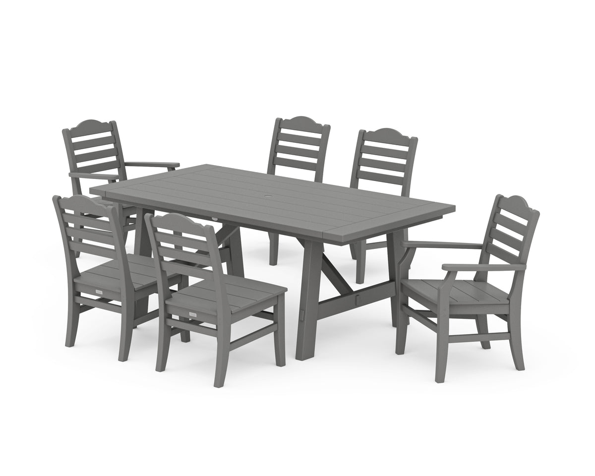 POLYWOOD Savannah 7-Piece Rustic Farmhouse Dining Set in Slate Grey