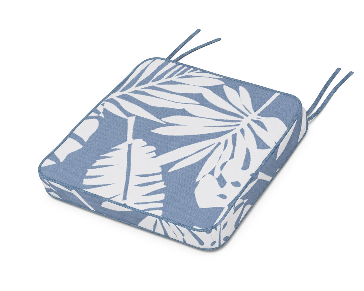 POLYWOOD Chinoiserie Side Chair Seat Cushion in Leaf Sky Blue