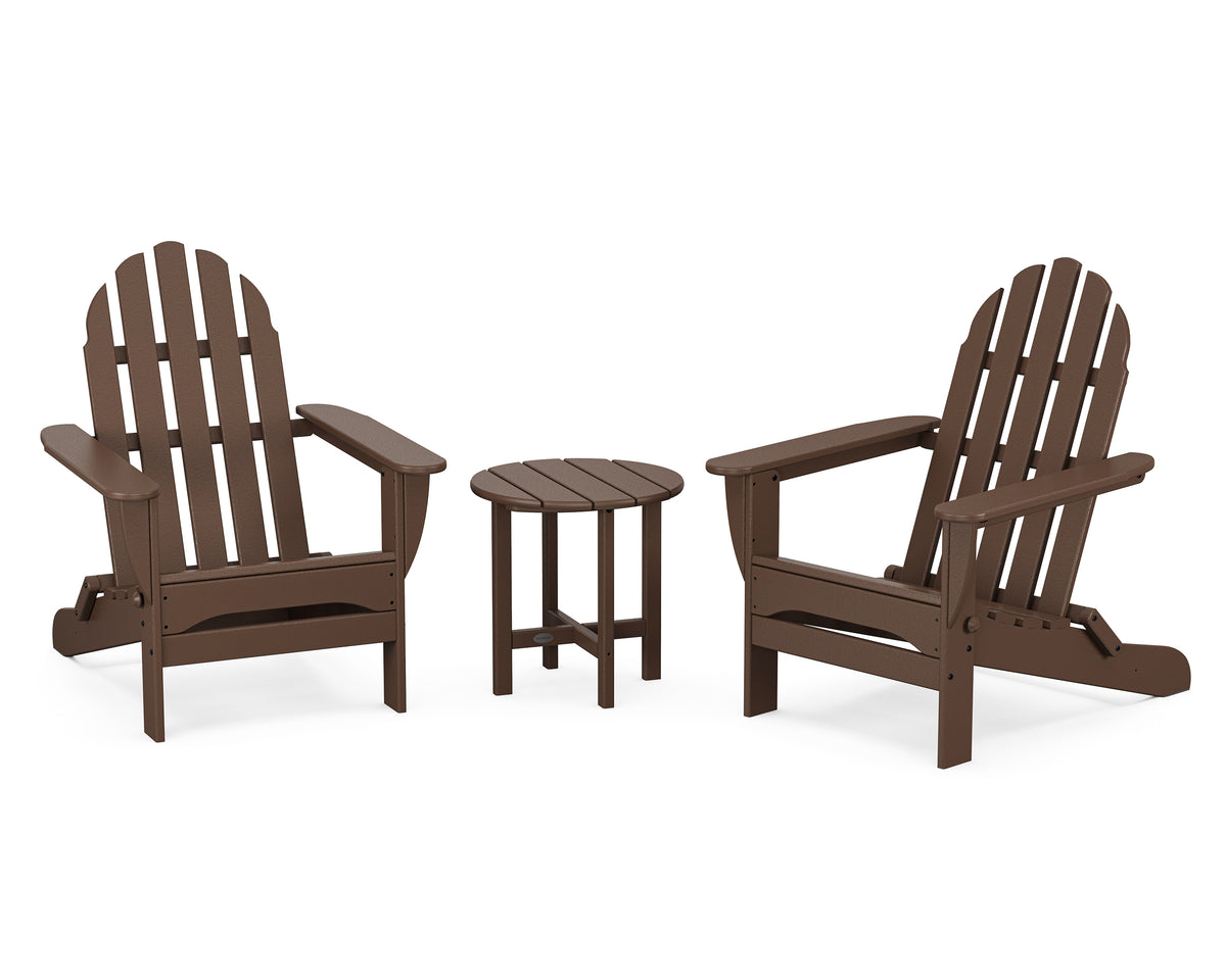 POLYWOOD Classic Folding Adirondack 3-Piece Set in Mahogany