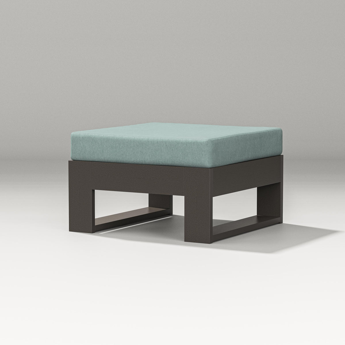 POLYWOOD Latitude Lounge Ottoman in Vintage Coffee / Glacier Spa
