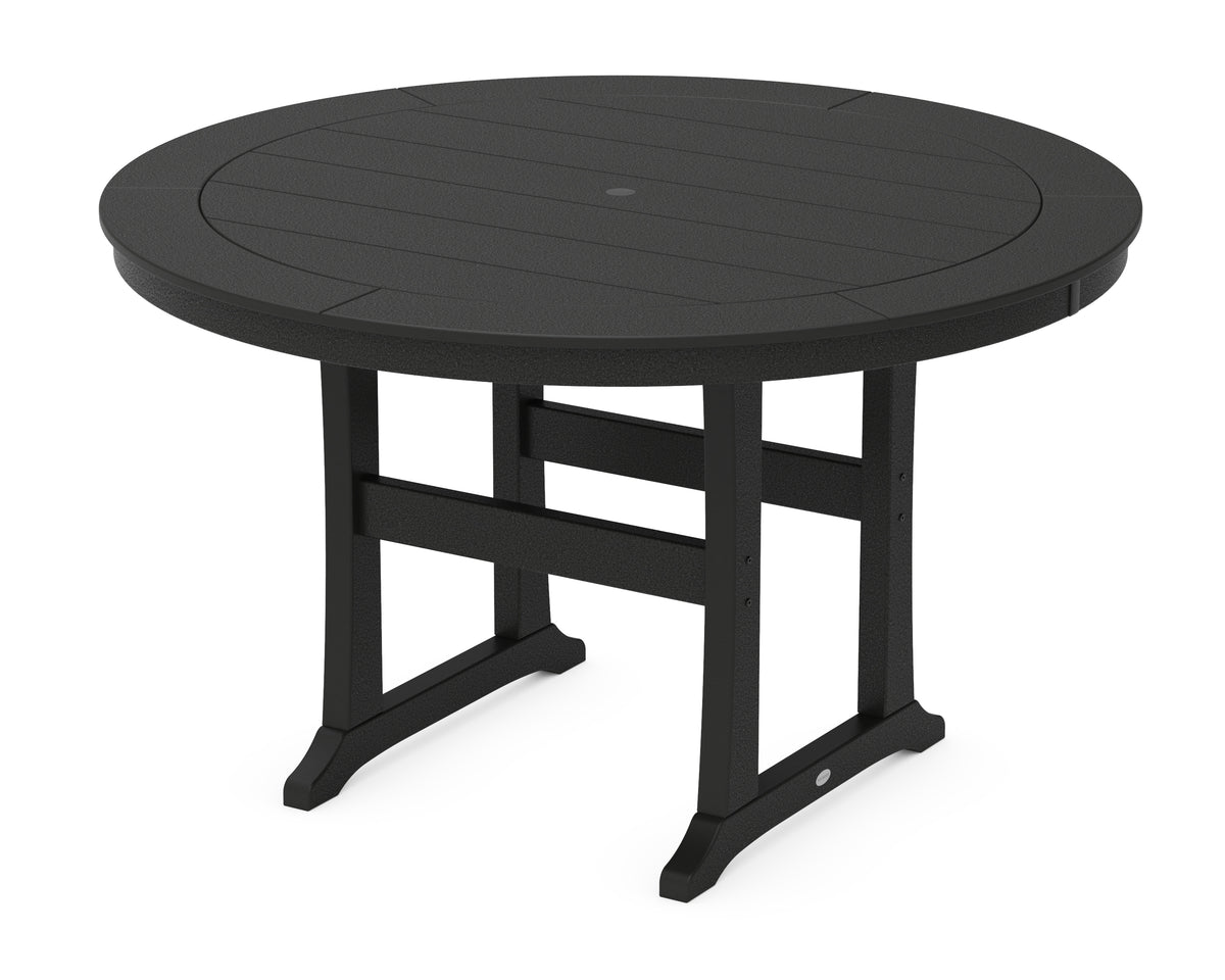 POLYWOOD Nautical Trestle 60" Round Counter Table in Black