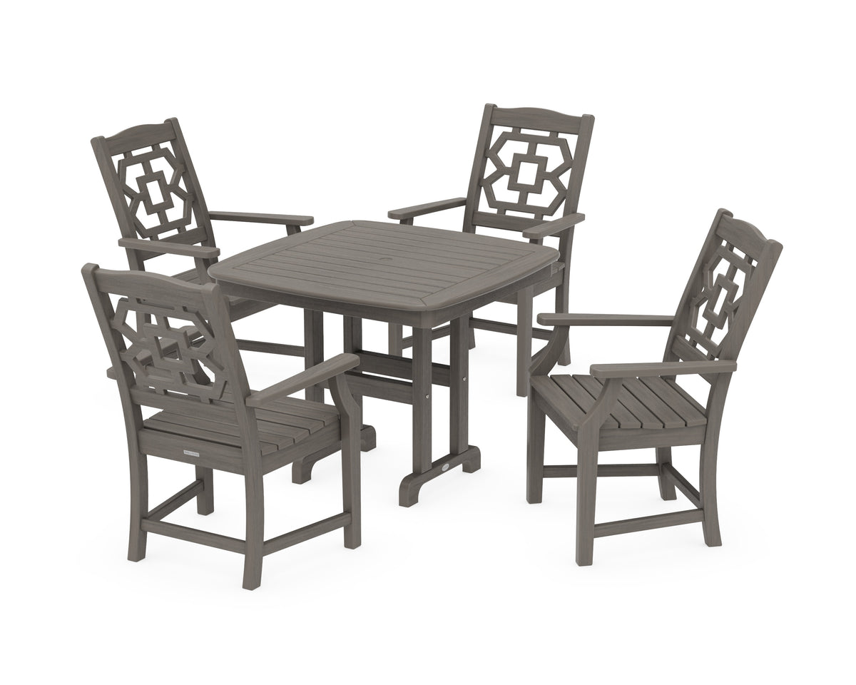 POLYWOOD Chinoiserie 5-Piece Dining Set in Driftwood