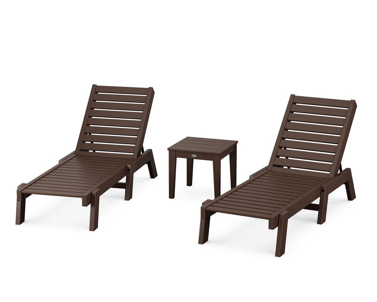 POLYWOOD Captain Chaise 3-Piece Set in Mahogany