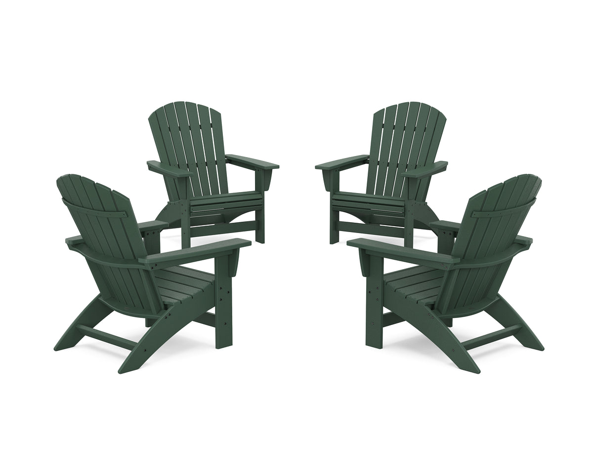 POLYWOOD 4-Piece Nautical Grand Adirondack Chair Conversation Set in Green