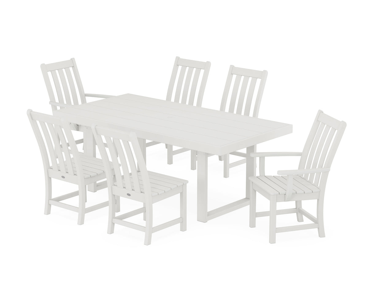POLYWOOD Vineyard 7-Piece Dining Set - 39" x 78" Table in Vintage White