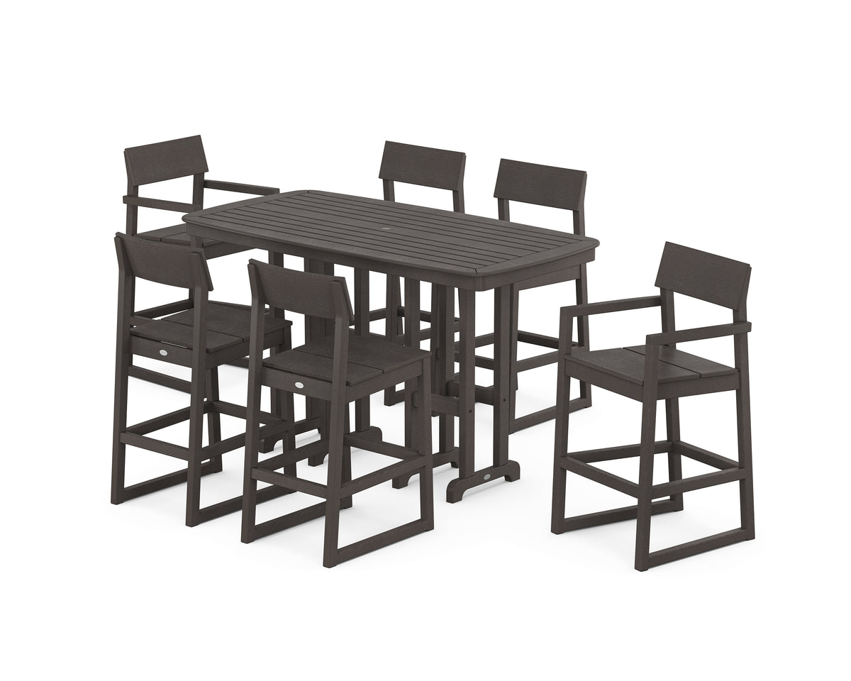 POLYWOOD EDGE 7-Piece Bar Set in Vintage Coffee