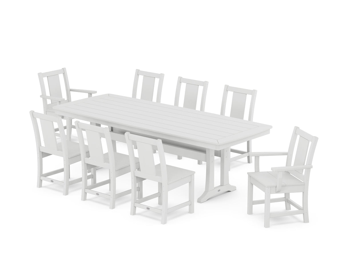 POLYWOOD Prairie 9-Piece Dining Set with Trestle Legs in White