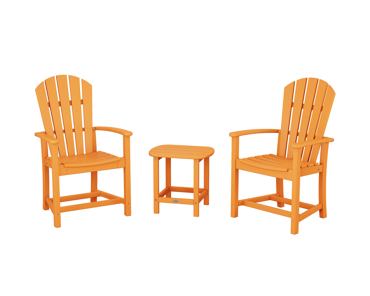 POLYWOOD Palm Coast 3-Piece Upright Adirondack Chair Set in Tangerine