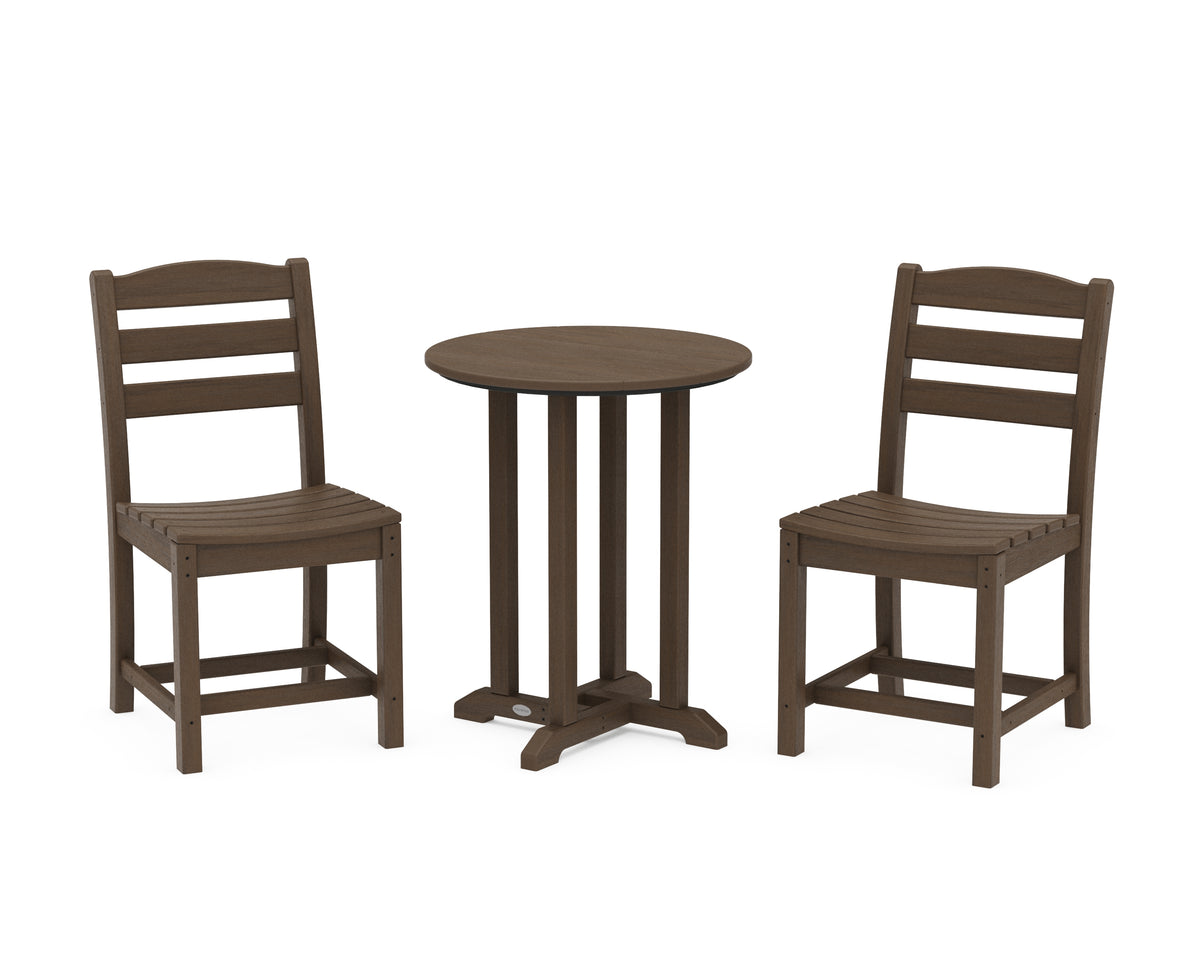 POLYWOOD La Casa Café Side Chair 3-Piece Round Bistro Dining Set in Kona