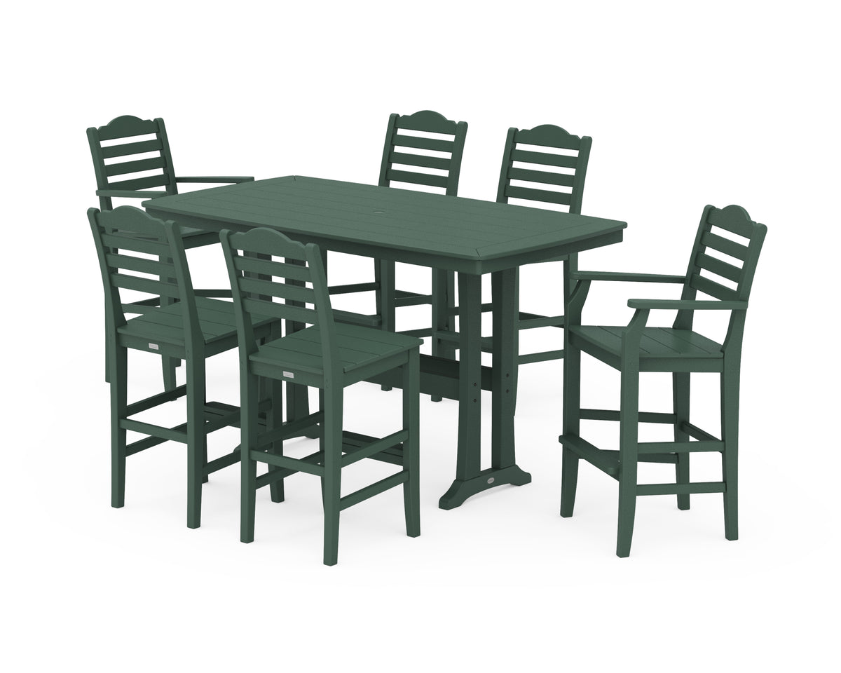 POLYWOOD Savannah 7-Piece Bar Set with Trestle Legs in Green