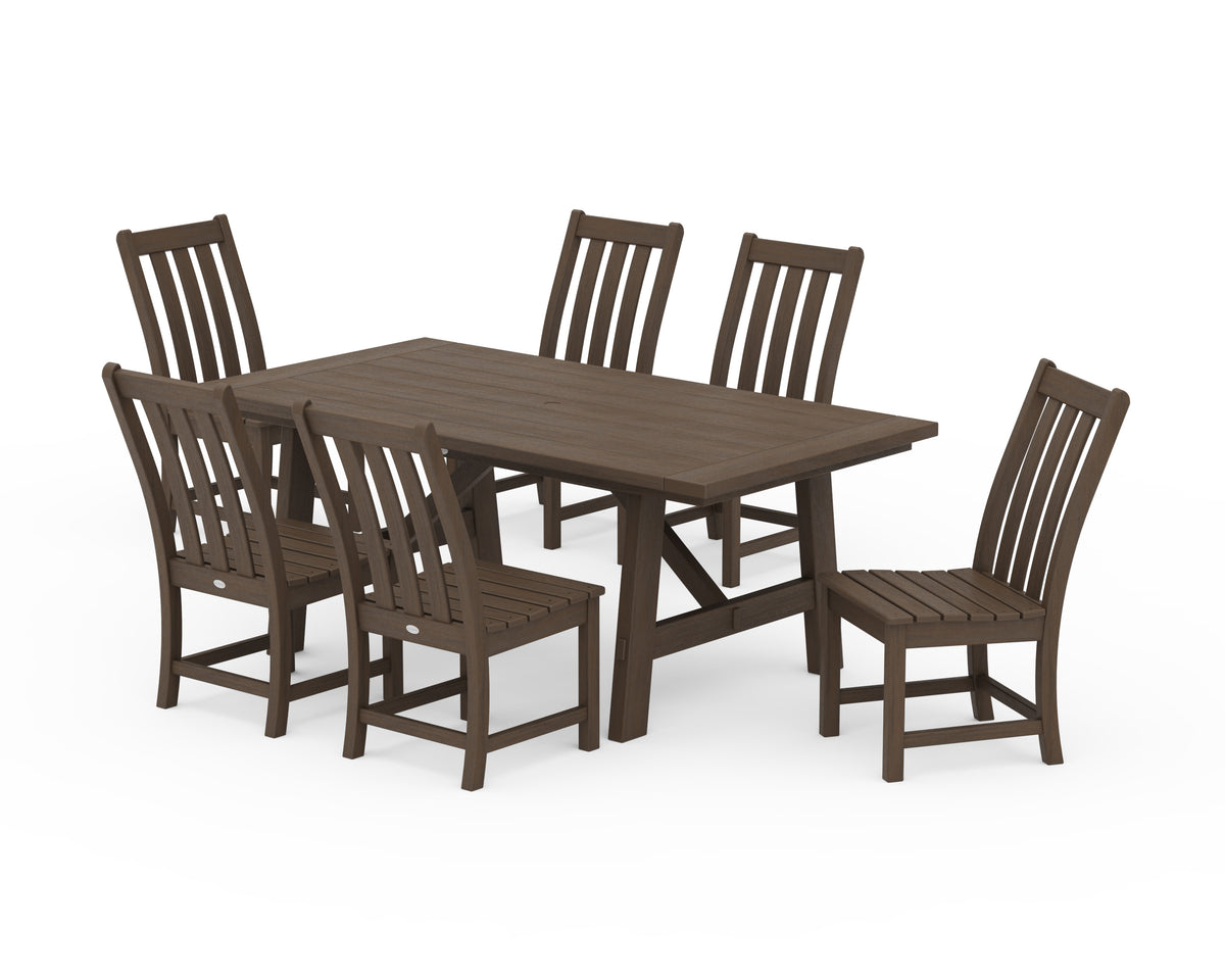 POLYWOOD Vineyard 7-Piece Rustic Farmhouse Side Chair Dining Set in Kona
