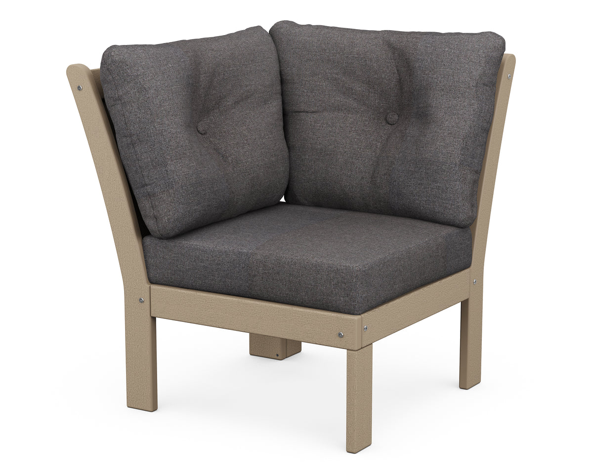 POLYWOOD Vineyard Modular Corner Chair in Vintage Sahara / Ash Charcoal