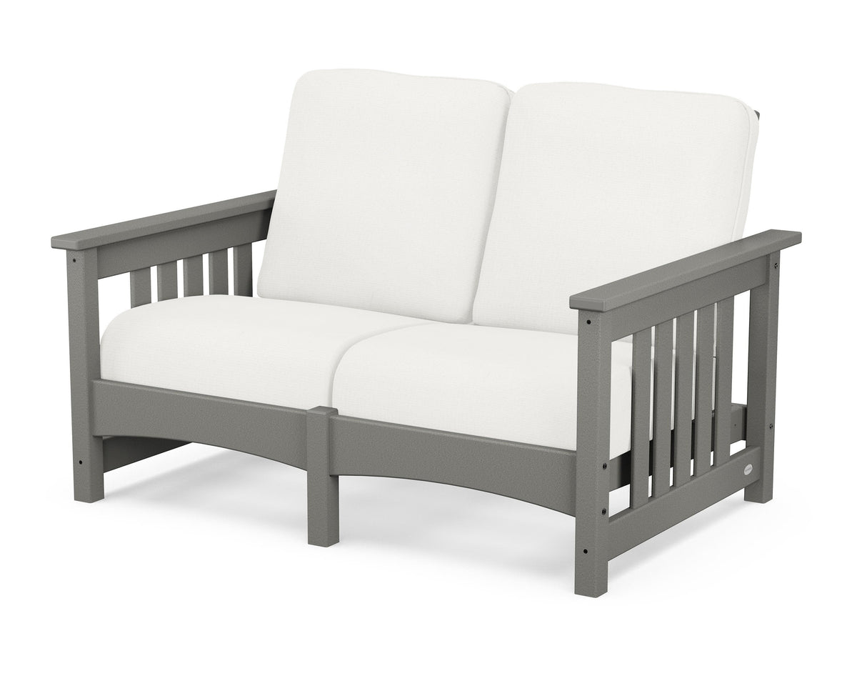 POLYWOOD Club Mission Loveseat in Slate Grey / Natural Linen