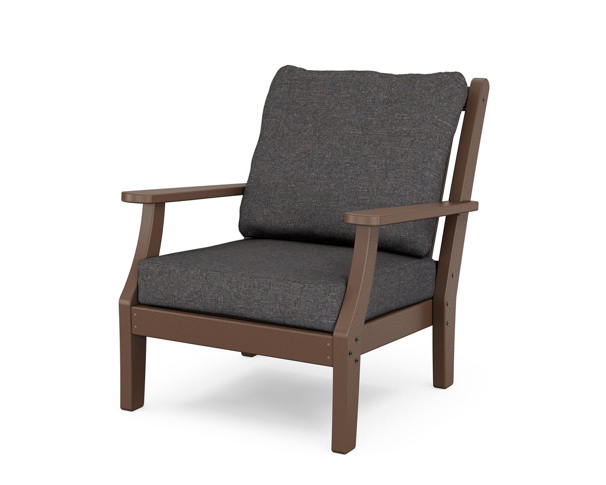 POLYWOOD Wovendale Deep Seating Chair in Mahogany / Ash Charcoal
