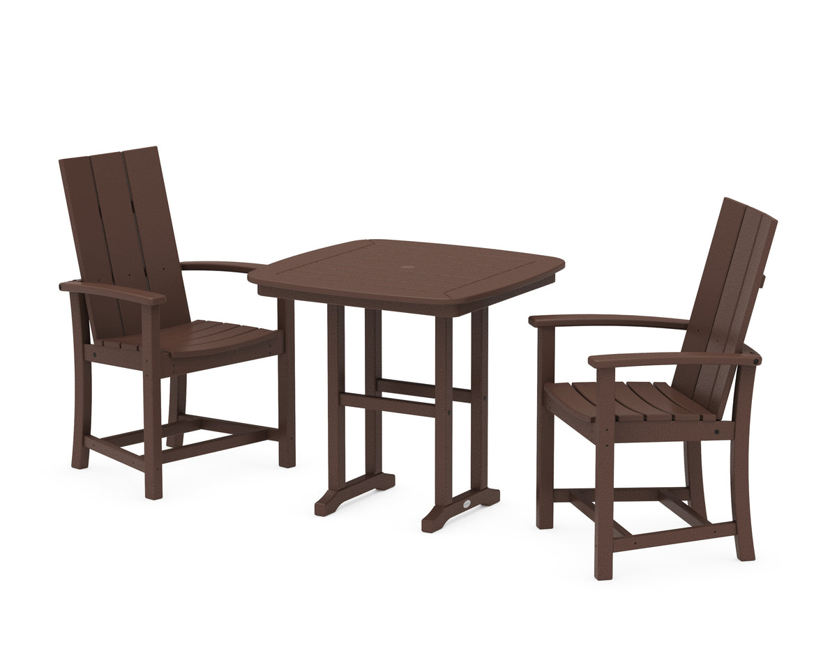 POLYWOOD Modern Adirondack 3-Piece Dining Set - 31" Table in Mahogany