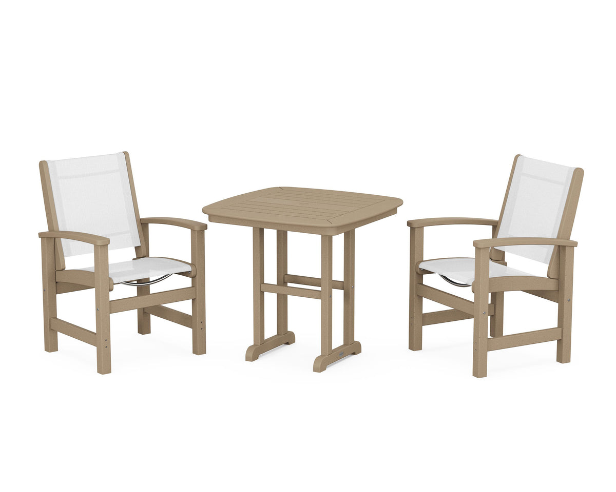 POLYWOOD Coastal 3-Piece Dining Set in Vintage Sahara / White
