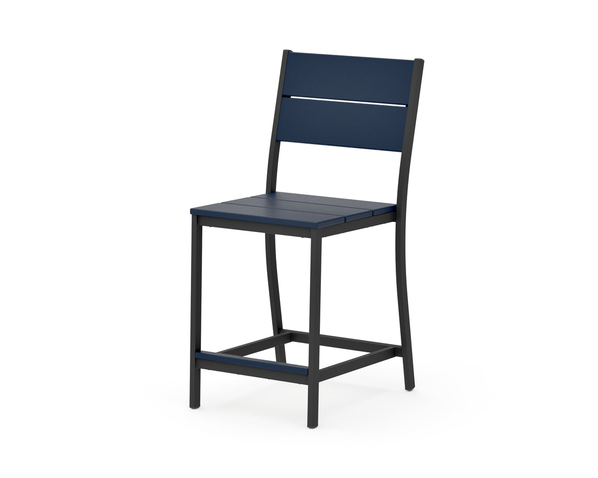 POLYWOOD Main Street Counter Side Chair in Black / Navy
