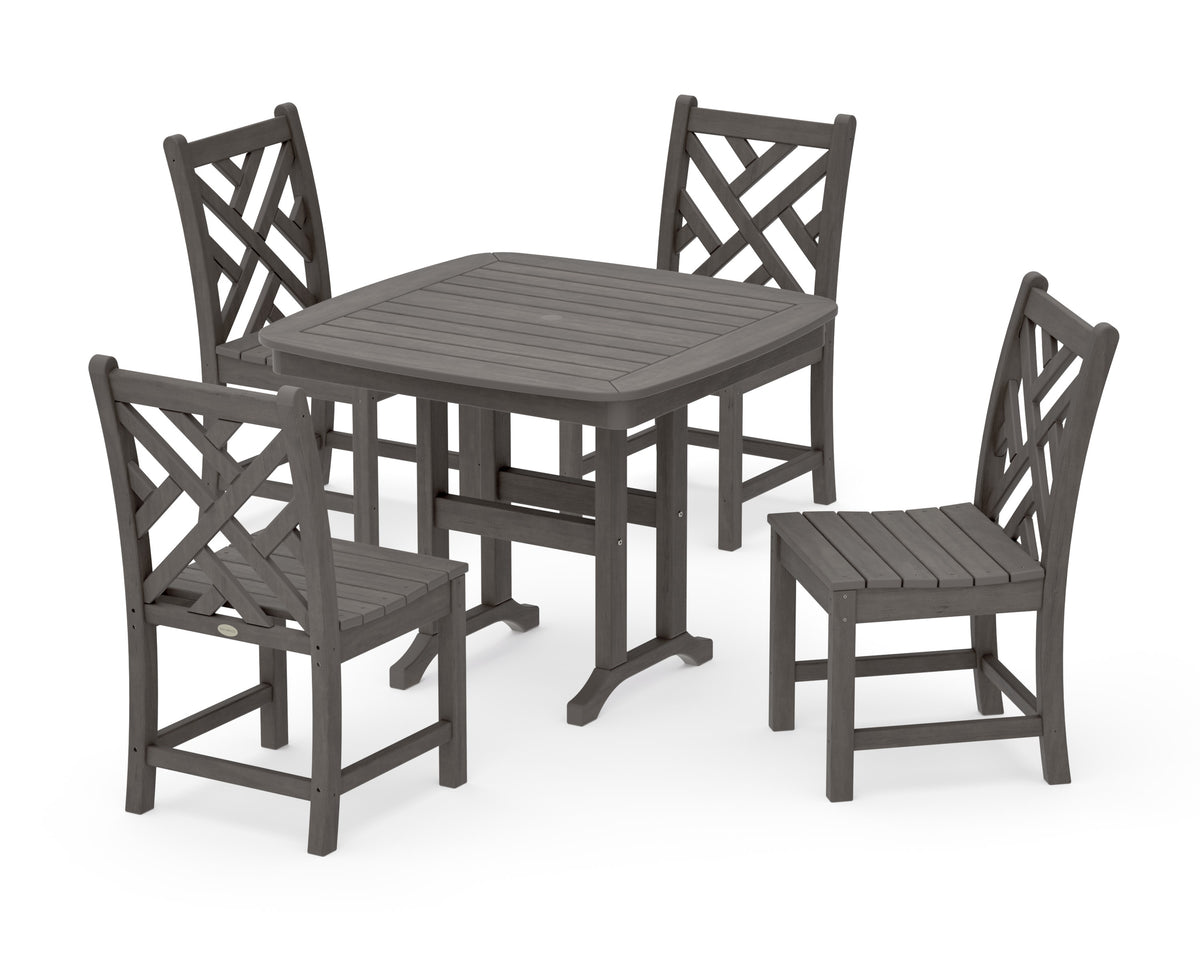 POLYWOOD Chippendale 5-Piece Side Chair Dining Set in Driftwood