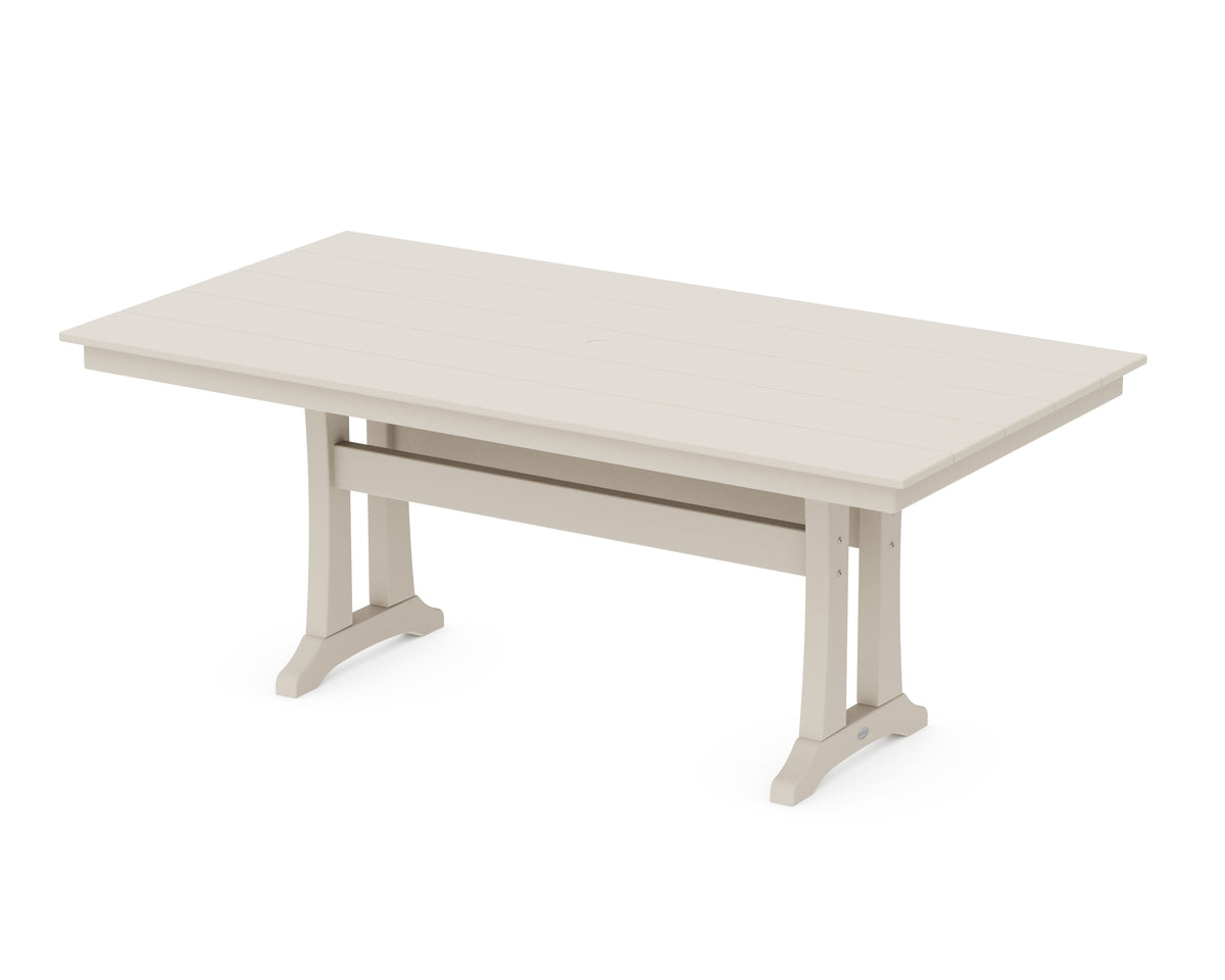 POLYWOOD Farmhouse Trestle 37" x 72" Dining Table in Sand