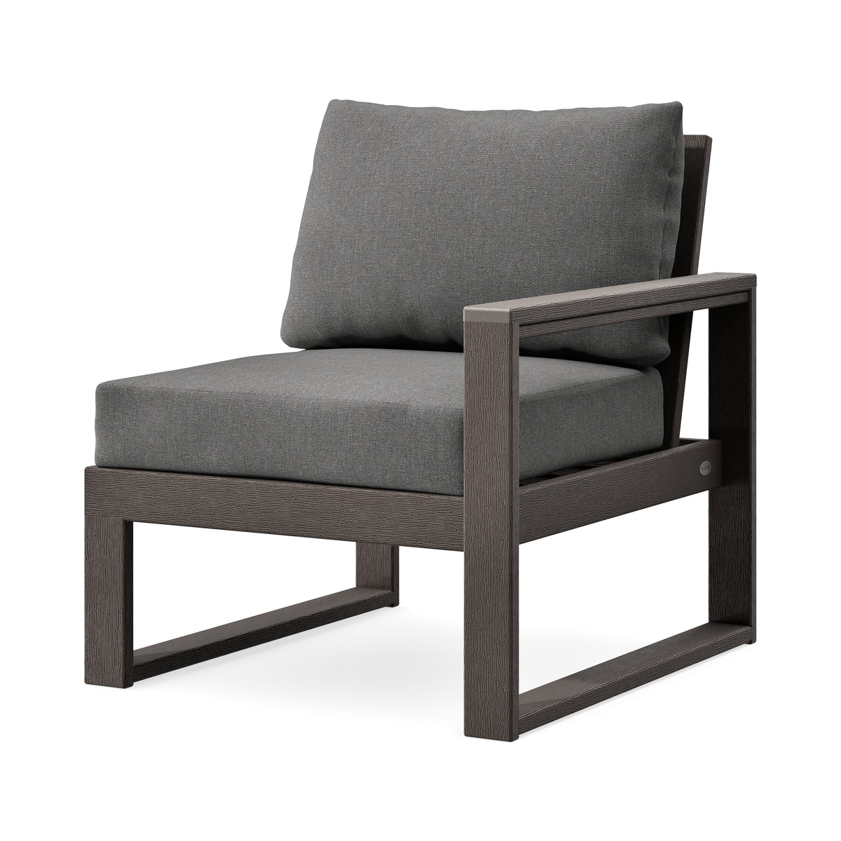 POLYWOOD EDGE Modular Right Arm Chair in Vintage Coffee / Ash Charcoal